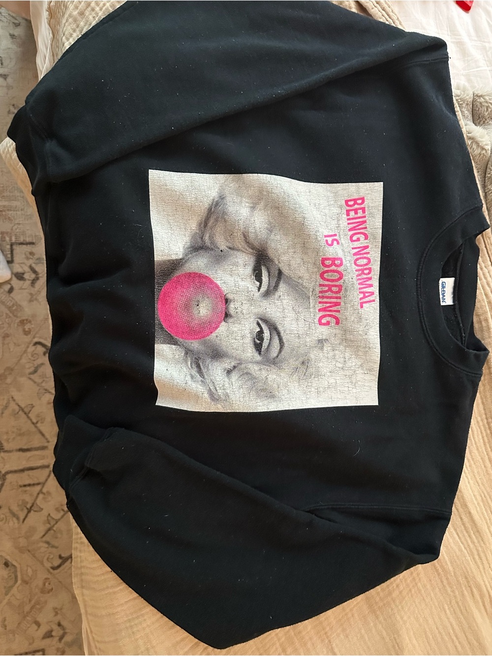 Graphic Black Sweatshirt - 'Being Normal Is Boring' size medium